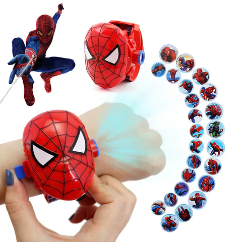 Disney Spiderman 24 Projection Watch Captain America Iron Man Toy Anime Hulk Digital Clock Student Wristwatches Children's Gifts 10 best sales spiderman kids watch - №2