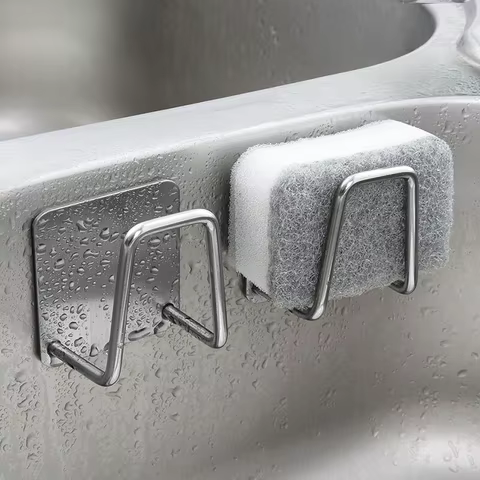 1pc Stainless Steel Sink Sponge Rack For Sponge Steel Wire Ball Draining Paste The Inner Wall Of The Sink Kitchen Supplies 10 best sales garbage pail kids figure - №4