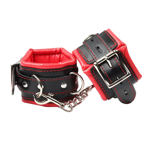 Soft Sponge Lining Hand Cuff Ankle Cuff BDSM Bondage Kinky Wirst Cuff Slave Restraints Fetish Shackles With Chain Adult Game Toy 12 best sales slave chains and shackles - №1