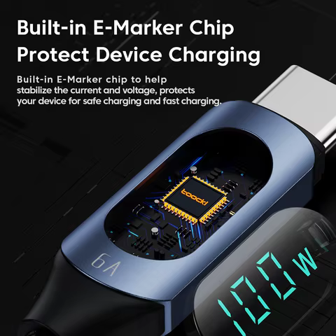 Toocki 100W USB C Cable for Samsung to 5A LED Digital Display High-Speed TypeC Wire for Xiaomi POCO Huawei USB Charger Data Cord 8 best sales samsung cable - №7