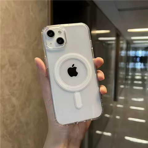 Clear Magnetic Circle Phone Case For iPhone 16 15 14 13 12 11 Pro Max XS XR 8 Plus For Magsafe Magnetic Wireless Charging Cases 6 best sales zyxel - №2