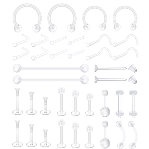 2pcs Clear Surgery Bioflex Nose Rings Belly Rings Septum Eyebrow Lip Cartilage Earring Industrial Plastic Piercing Jewelry 10 best sales prince albert jewelry - №6