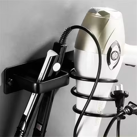 Hair Dryer Holder Organized Rack Wall Mounted Hair Straightener stand Bathroom Shelf Storage Shelves Accessories Shelves 6 best sales hair iron holder - №6