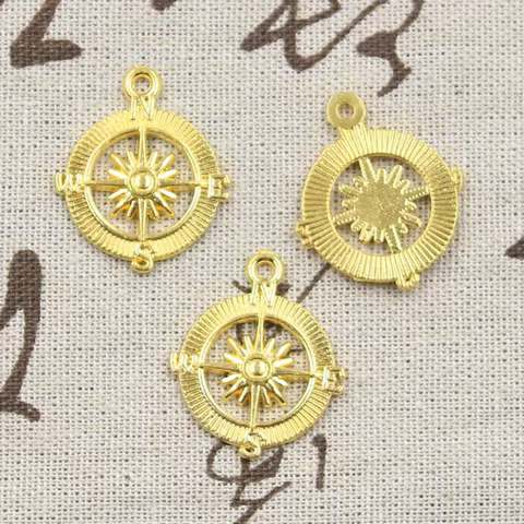 12pcs Charms Compass 28x24mm Handmade Craft Pendant Making fit,Vintage Tibetan Bronze Silver color,DIY For Bracelet Necklace 10 best sales compass charm - №6