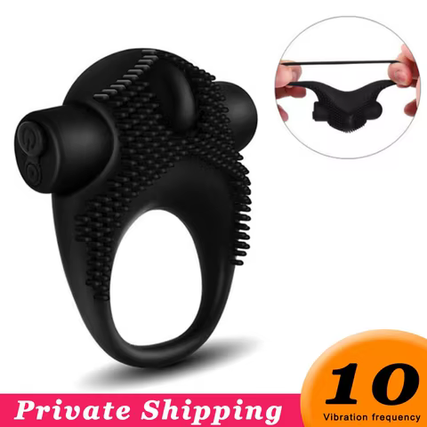 10 Frequency Penis Ring Sex Tooys for Men Couples Rechargeable Delayed Ejaculation Cock Ring Spike Clitoris Stimulation Vibrator 8 best sales spiked penis ring - №2