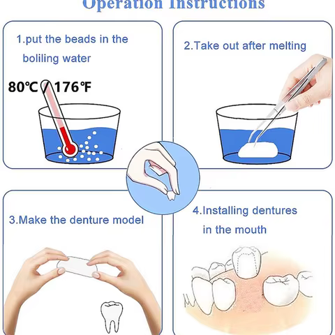 10g/Bag Tooth Repair Kit-Thermal Beads for Filling Fix The Missing and Broken Tooth or Adhesive The Denture Fake Teeth 6 best sales replacement teeth - №2