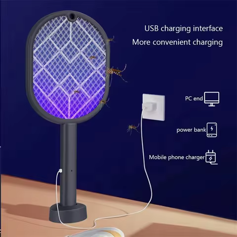 2-in-1 Mosquito Killer Raquetta with Protective Mesh USB Charging Home Dormitory Living Room Insect Eliminator Household Supplie 10 best sales electric mosquito racket - №4
