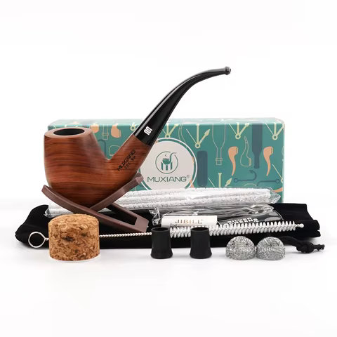 Ambila Smoking Pipe , African Rosewood Tobacco Pipe , 9MM Filter Solid Wood Dry Pipe Smoking Craft , Pipe with Cleaning Kit 10 best sales wood pipe - №7
