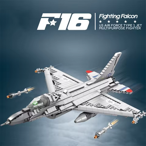1337PCS Fighting Falcon F-16 Fighter Building Block USA Military Plane Model Bricks Desktop Decoration Toys Kids Holiday Gifts 6 best sales f16 fighting falcon - №1