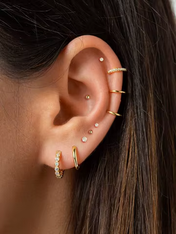 10 Pairs Small Gold Hoop Stud Earrings for Women, 18K Gold Plated Tiny Stainless Steel Earrings Sets for Multiple Piercing 10 best sales korea coin - №8