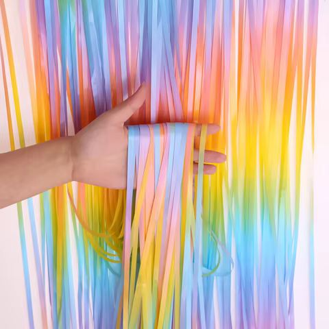 Rainbow Foil Fringe Curtain Gradient Macaron Curtains Photo Booth Backdrop for Wedding Birthday Baby Shower Party Decorations 12 best sales wedding photo background - №10