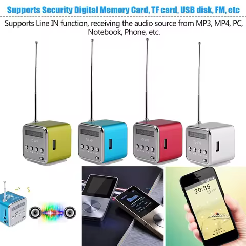 FM portable mini Bluetooth speaker with screen microphone MP3 player speaker card 8 best sales fm mike - №8
