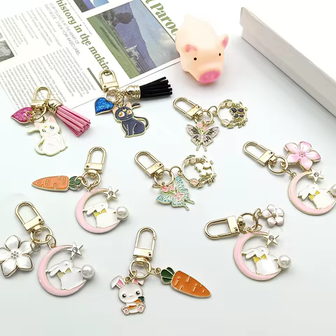 Fashion Butterfly Pendant Key Chain Schoolbag Decoratio Accessory Cute Girlfriend Gift Cat Anchor Keychain Student Keychain 8 best sales anchor keychain - №1