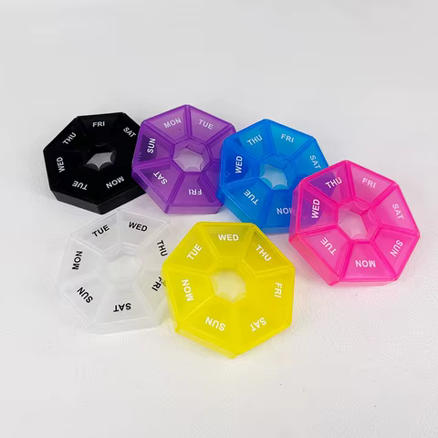 1PcsA week 7 corners pill box Round 7 boxes for one week small pill box mini 7 days portable points Medicine jewelry box 6 best sales cute pill box - №4