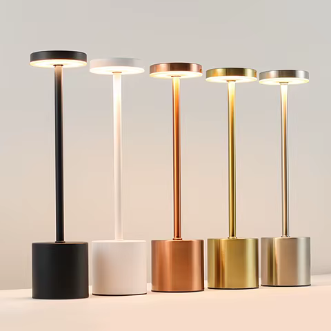 Simple LED Rechargeable Touch Metal Table Lamp Three Colors Bedside Creative Ambient Light Bar Outdoor Decoration Night Light 6 best sales led ring usb - №6