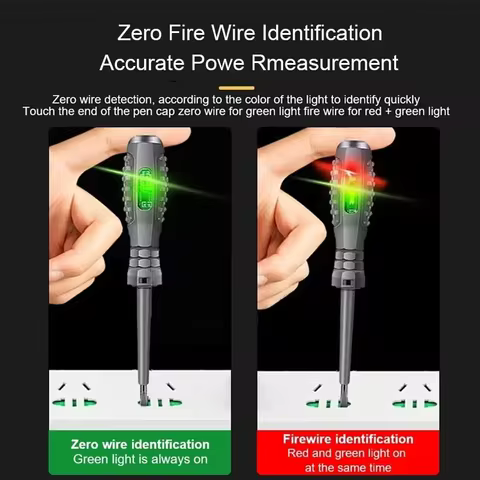 Multifunctional Electrician Test Screwdriver AC Non-contact Induction Test Pen Voltage Tester 70-600V Red Green Induction Lights 10 best sales technician - №1