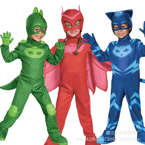 cosplay Blue Pajama Boys Girls Anime Hero Costume with Mask Cosplay Clothe Suit Halloween costume Birthday Party Gift 12 best sales cosplay katniss - №12