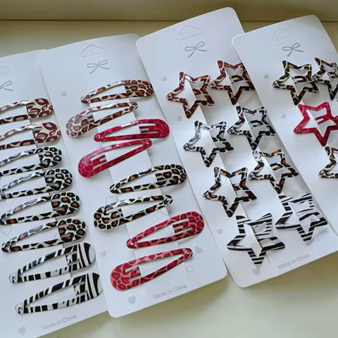 8pcs/set Leopard Print Hair Clips for Women Girls Vintage Geometric Star BB Clips Bangs Hairpins Barrettes Hair Accessories Set 8 best sales vintage hair clip - №4