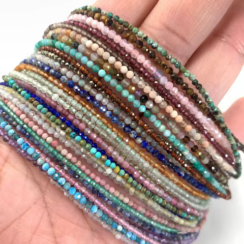 Natural Stone lapis lazuli Olivine Tourmaline 2mm Round Section Mini necklaces Bracelet are suitable for men and women gifts 12 best sales tourmaline necklace - №8