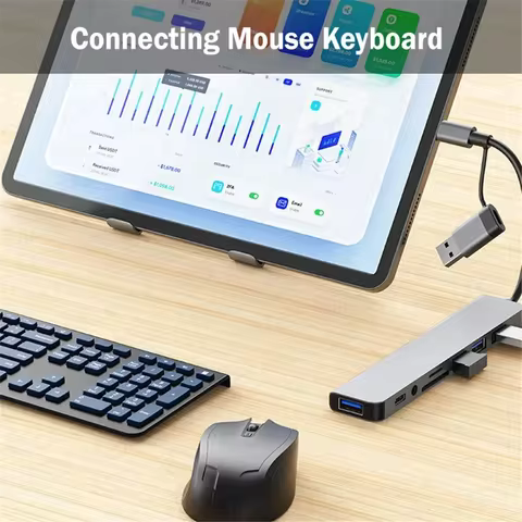 8 In 1 Port USB C Expander USB 3 Hub Type C Splitter Type C Dock Multiport Adapter USB Expander For Xiaomi Phone Tablet 6 best sales lenovo keyboard - №4