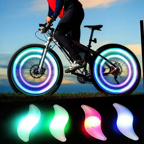 Colorful Bike Wheel Spoke Light Waterproof MTB Balance Bicycle Light LED Tyre Tire Flash Lights Warning Cycling Lamp 10 best sales car flag holder - №5