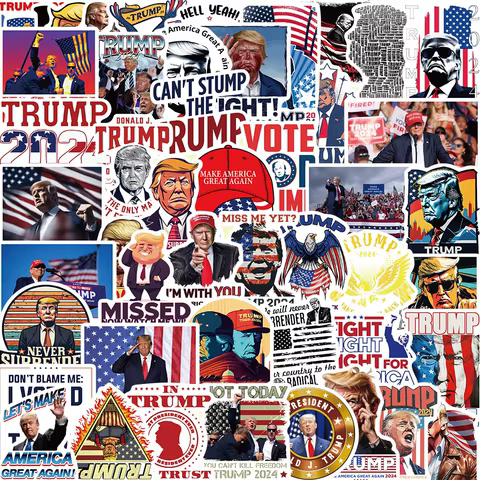10/30/50pcs Funny 2024 Donald Trump Graffiti Stickers Cartoon Decals Laptop Motorcycle Luggage Scrapbooking Waterproof Sticker 10 best sales trump stickers - №3