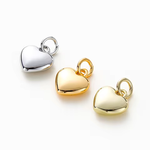 4pcs/lot 14K 18K Gold Plated Heart Charm with Jump Ring Necklace Making Supplies Solid Love Pendant For DIY Jewelry Accessories 12 best sales gold plated charm - №1