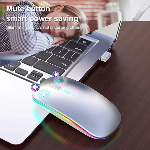 Ultra-Slim Wireless Rechargeable Mouse with LED Lighting, Dual Mode (BT & 2.4G), Compatible with iPad, Laptop, PC, Mac, Windows 12 best sales bluth - №3