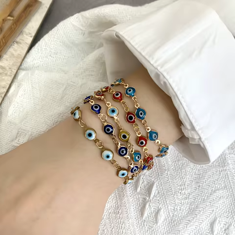 Lucky Turkey Evil Eye Bracelet For Women Men Colorful Red Blue Eye Adjustable Metal Chain Bangles Good Luck Wealth Jewelry Gifts 8 best sales earthy jewelry - №3
