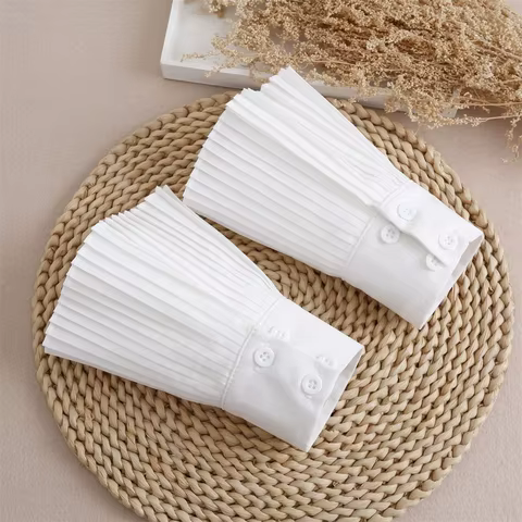 Ruffles Pleated Fake Sleeves Detachable Cuffs Chiffon Hand Wrist Cuffs Wristband False Cuffs Fake Flared Sleeves 12 best sales removable sleeves - №4