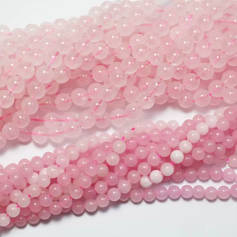 Real Natural Madagascar Pink Quartz Smooth Round beads Enhance temperament Reduce worries Jewelry Making Gift 12 best sales madagascar toy - №9