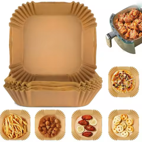 50Pcs Disposable Air Fryer Paper Oil Absorbing And Anti Oil Paper Tray Non Stick Baking Pad Large Toughness Square 12 best sales roster - №3