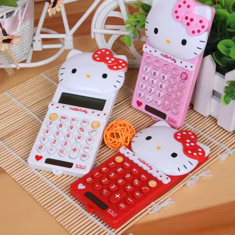 Kawaii Hello Kitty Cute Sanrio new cartoon portable computer push-back Pocket calculator girl learning electronic computer gift 12 best sales sanrio ipad case - №6