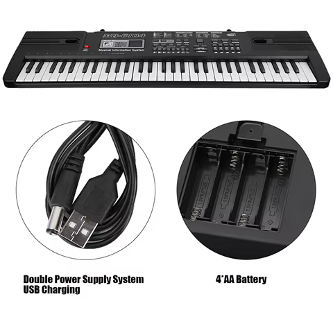 Portable Digital Keyboard 61 Keys Digital Music Electronic Organ Portable Keyboard with Microphone For Children Digital Keyboard 10 best sales mini piano keyboard - №5
