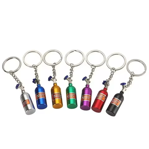 Unique Mini Car Turbo NOS Keychain Nitrogen Bottle Metal Key Ring Stash Pill Box Storage Stylish Car Motorcycle Interior 10 best sales pill charm - №6