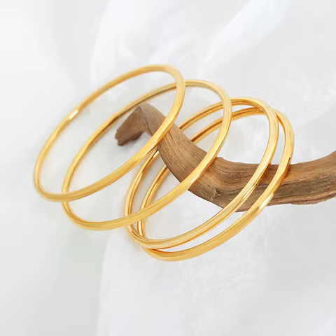 Simple Round Women's Stainless Steel Bracelet Rose Gold Color Silver 5 Sizes High Quality Gold-plated Bangle Jewelry Wholesale 10 best sales rose gold bangles - №5