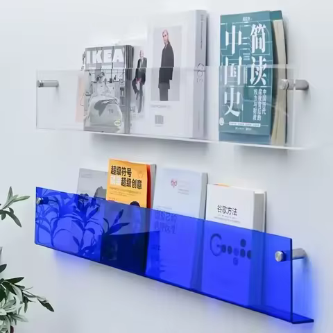 1pcs INS Transparent Acrylic Wall Decoration Magazine Storage Rack Children's Picture Book Newspapers Records Wall Mounted Shef 8 best sales acrylic magazine holder - №1