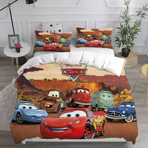 Disney New Cars Bedding Set,Red Cartoon Car Duvet Cover,Lightning McQueen Bedding Sets Boy Bedclothes Bed Linen Gift Kids 10 best sales lightning mcqueen bedding - №7