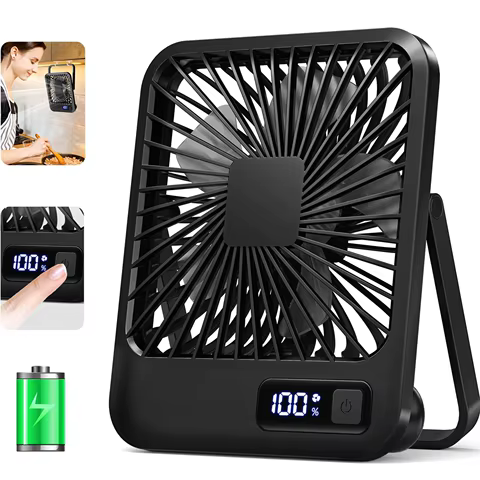 Desk Fan, Portable USB Rechargeable Fan, 180° Tilt Folding Personal Fan With Power Display, 5 Speeds Ultra Quiet Table Fan 8 best sales insta360 go 3 - №2