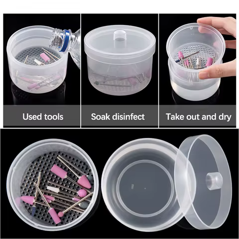 Nail Drill Bits Disinfection Box Double Layer Filtration Cleaning Box Manicure Storage Case Nail Brush Cleaning Container 8 best sales nail storage box - №3