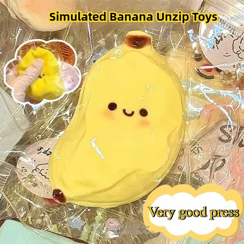 Soft handmade rubber banana toys slow rebound pressure relief food clip compression toys toys for children's holiday gift 12 best sales banana toy - №11