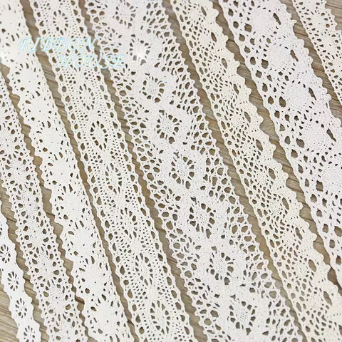 (5Meter/roll) White Beige Cotton Embroidered Lace Net Ribbons Fabric Trim DIY Sewing Handmade Craft Materials 10 best sales embroidered trim - №1