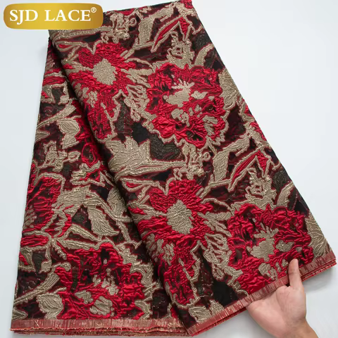 SJD LACA African Brocade Lace Fabric 2025 High Quality Nigerian Jacquard French Demask Lace For Sewing Women Party Dresses 4012 12 best sales brocade fabric nigeria - №4