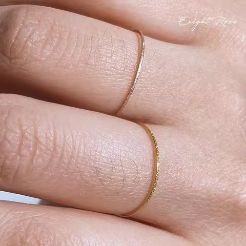 Minimalist Thin Matte Stainless Steel Rings for Women Korean Women's Girls Jewelry Christmas Thin Band Ring Set 18K Gold Plated 10 best sales matte gold ring - №4