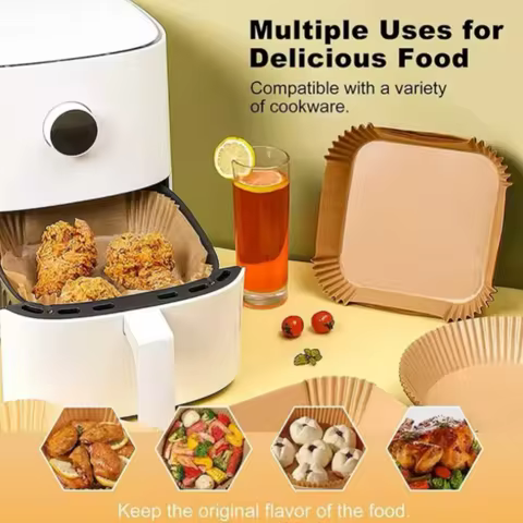 50Pcs Disposable Air Fryer Paper Oil Absorbing And Anti Oil Paper Tray Non Stick Baking Pad Large Toughness Square 12 best sales roster - №3