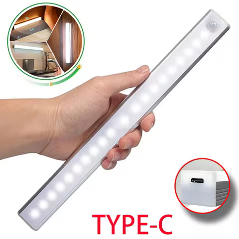 Motion Sensor Light Wireless LED Night Light Type C Rechargeable Light Cabinet Wardrobe Lamp Staircase Backlight For Kitchen LED 6 best sales led ring usb - №1