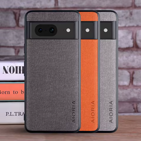 Luxury Textile Leather Case for Google Pixel 8 Pro 7 7A 6 6A 5 5A 4 XL 4A 5G Soft TPU with Hard PC 3in1 material Phone Cover 10 best sales case pixel 4a - №3