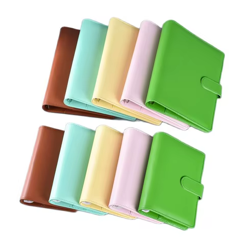 Macaroon Color A6/A5 PU Leather DIY Binder Notebook Cover Diary Agenda Planner Paper Cover School Stationery 10 best sales illy - №1