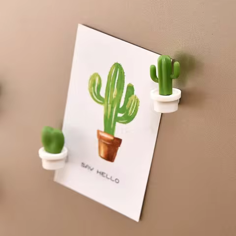 6pcs Cactus Magnetic Message Refrigerator Magnet Green Plant Potted Magnet Cactus Ball Three-dimensional Refrigerator Magnet 8 best sales refridgerator magnet - №6