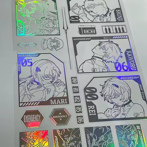 Evangelion Eva Anime Sticker Cartoon Laser Metal Sticker Notebook Headset Mobile Phone Tablet Decorative Waterproof Sticker Gift 10 best sales pc evangelion - №7